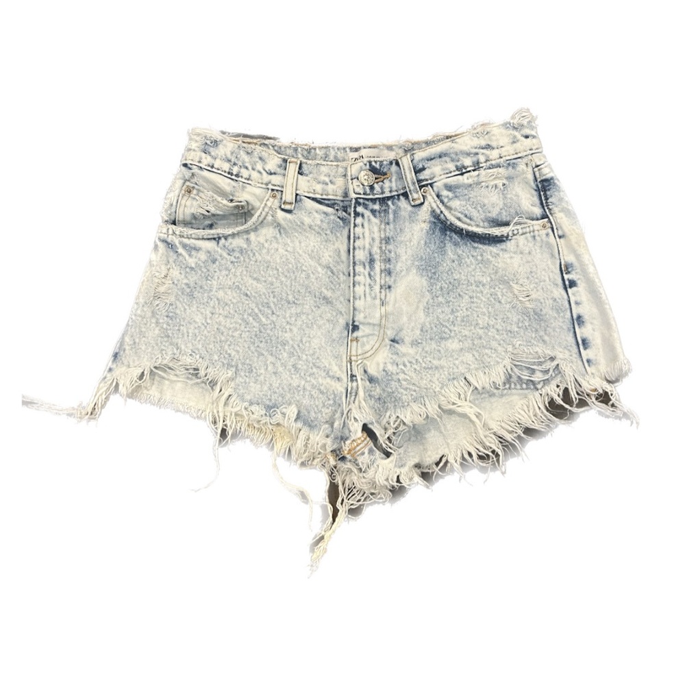 ZARA RIPPED SHORT - ACID WASH